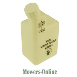 Fuel mixing bottle with measuring shuttle