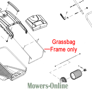 Grassbag frame assembly diagram for lawn mower