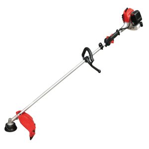 Gas powered string trimmer with curved shaft
