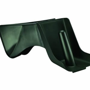 Green plastic lawn mower chute deflector