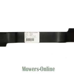 Lawn mower blade with product label