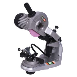 Bench grinder sharpening tool with pink guard