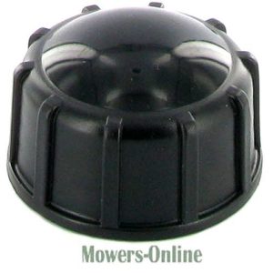 Black plastic fuel cap with dome top
