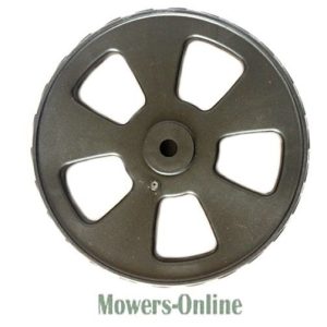 Lawn mower wheel pulley with five spokes