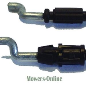 Two lawn mower blade brake cable assemblies