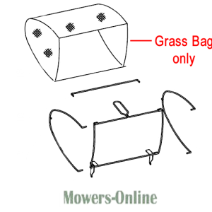 Grass bag and frame for lawn mower