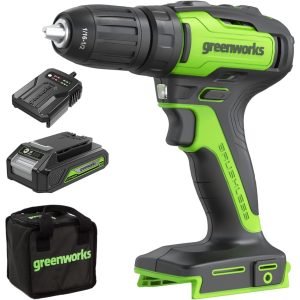 Greenworks cordless drill with battery and charger kit