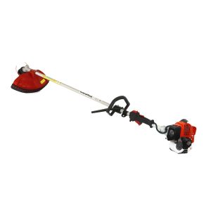 Gas powered string trimmer with curved shaft