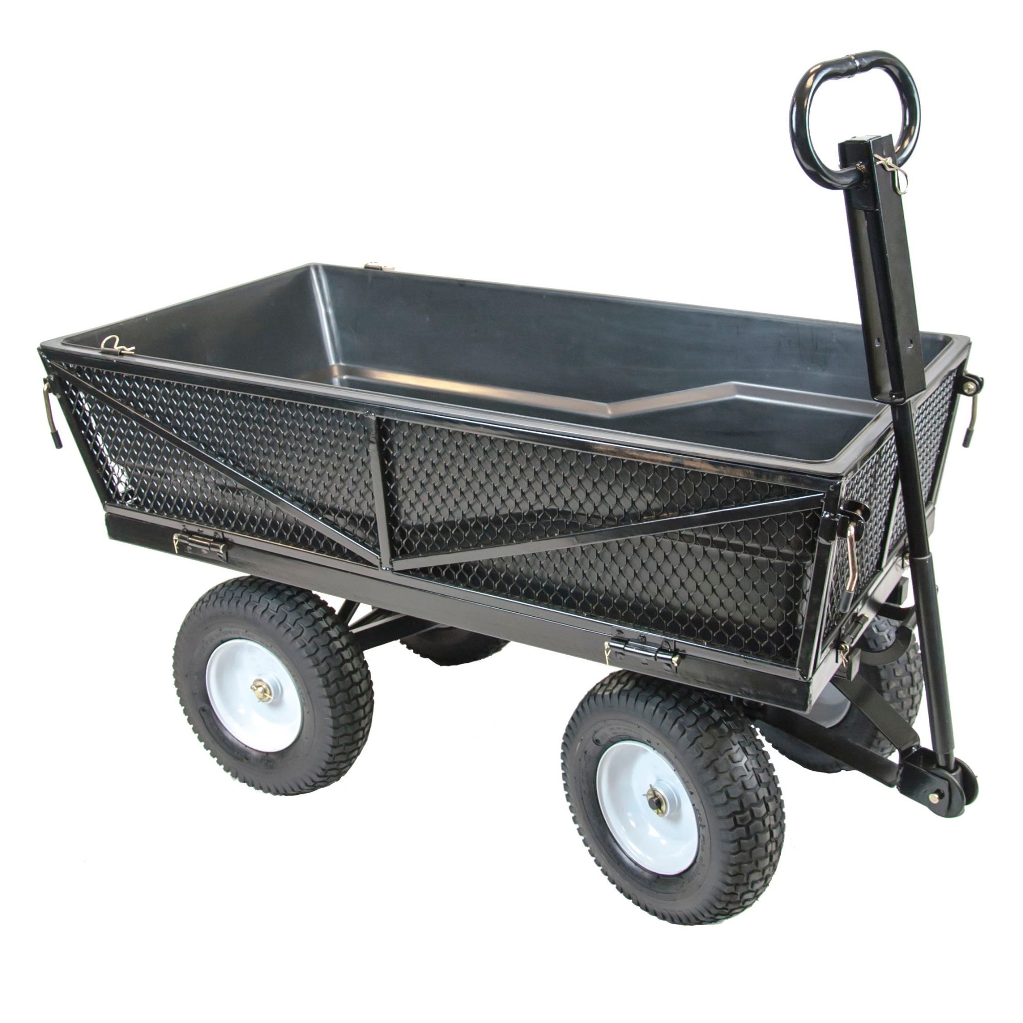 hqzfgkpk4dp.jpg - Mowers Online Garden cart with mesh sides and pneumatic wheels