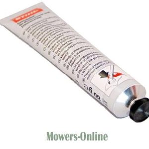 Tube of lubricating grease for lawn mower equipment.