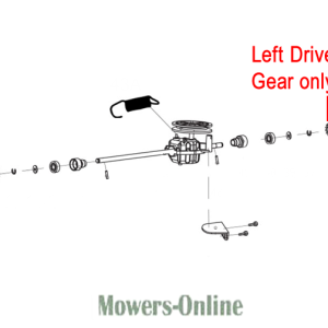 Left drive gear assembly diagram for mower