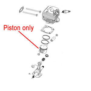 Engine piston assembly diagram with components labeled