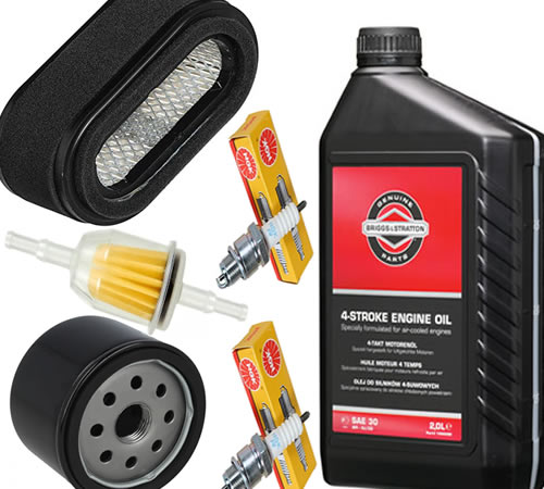 iayzsh5i04j.jpg - Mowers Online Engine maintenance kit with oil, filter, and spark plugs