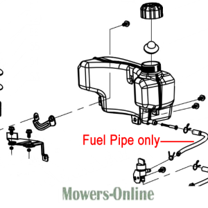 Lawn mower fuel pipe and tank assembly diagram