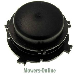 Black lawn mower engine housing assembly