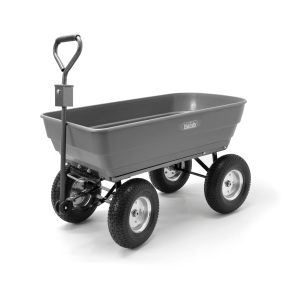 Garden cart with handle and pneumatic wheels