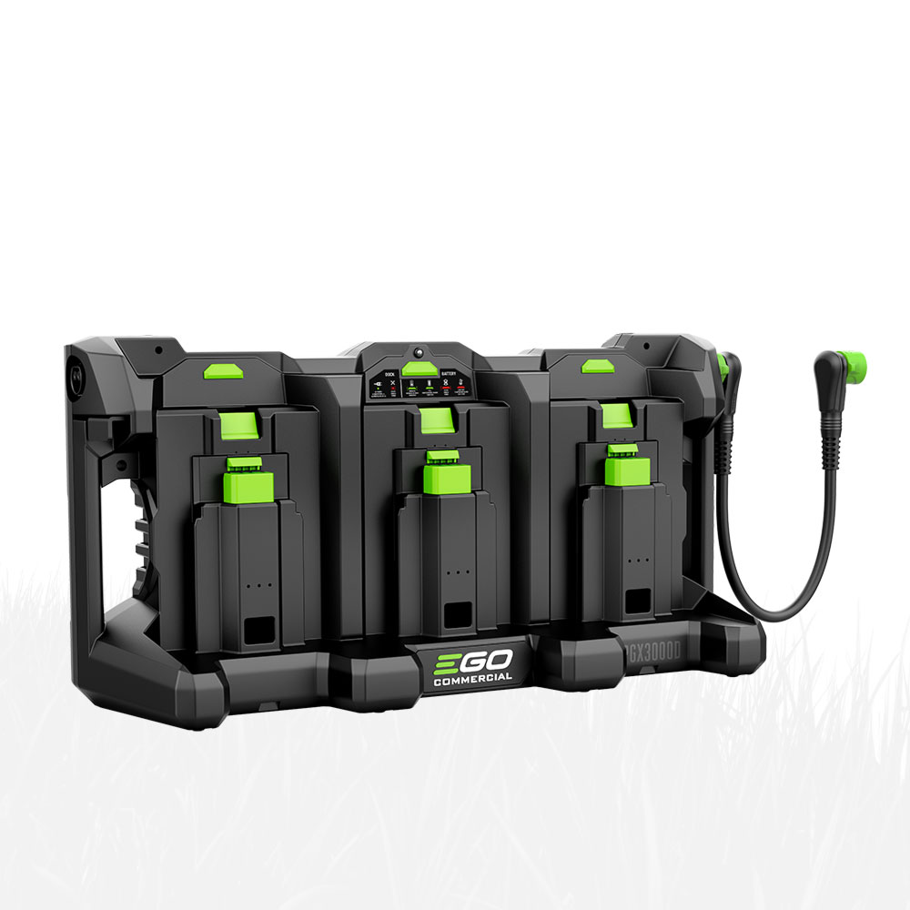 j13sc3ywalv.jpg - Mowers Online EGO three-bay battery charger with batteries