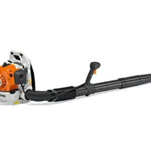 Stihl backpack leaf blower with orange engine housing