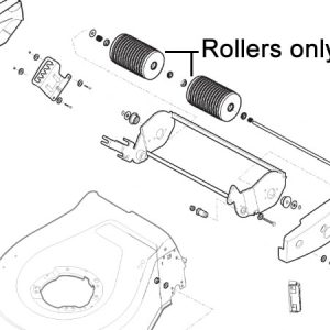 Lawn mower roller assembly diagram and parts.