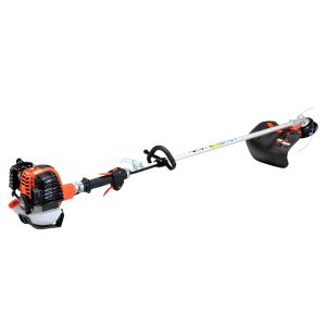 Gas-powered string trimmer with shoulder harness