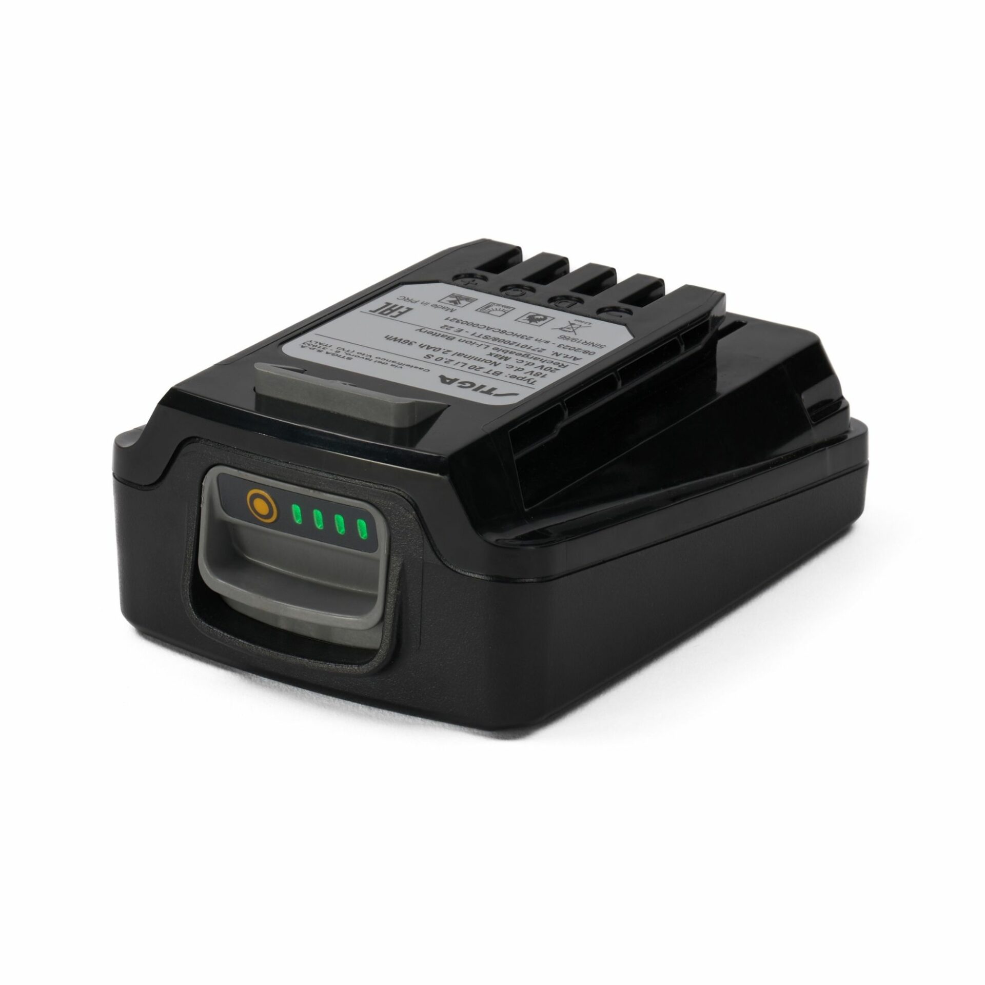 jgzgllsqaj5.jpg - Mowers Online Compact rechargeable power tool battery with LED indicator