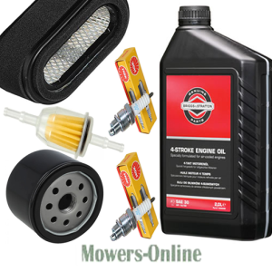 Lawn mower maintenance kit with oil and filters