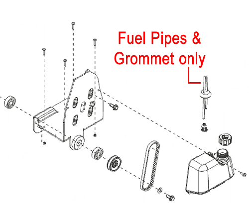 jutwrkif12l.png - Mowers Online Fuel pipes and grommet assembly diagram