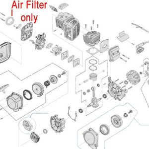 Air filter exploded parts diagram view