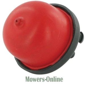 Red and black lawn mower blade balancer