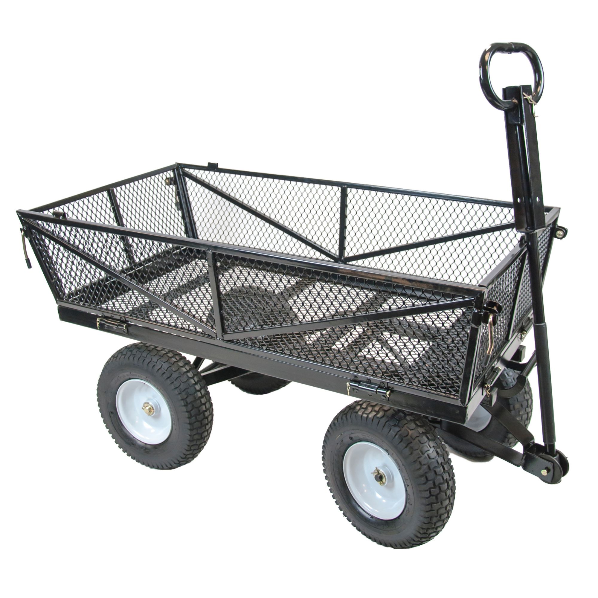 kkh1qjdirs1.jpg - Mowers Online Steel mesh utility cart with handle and wheels