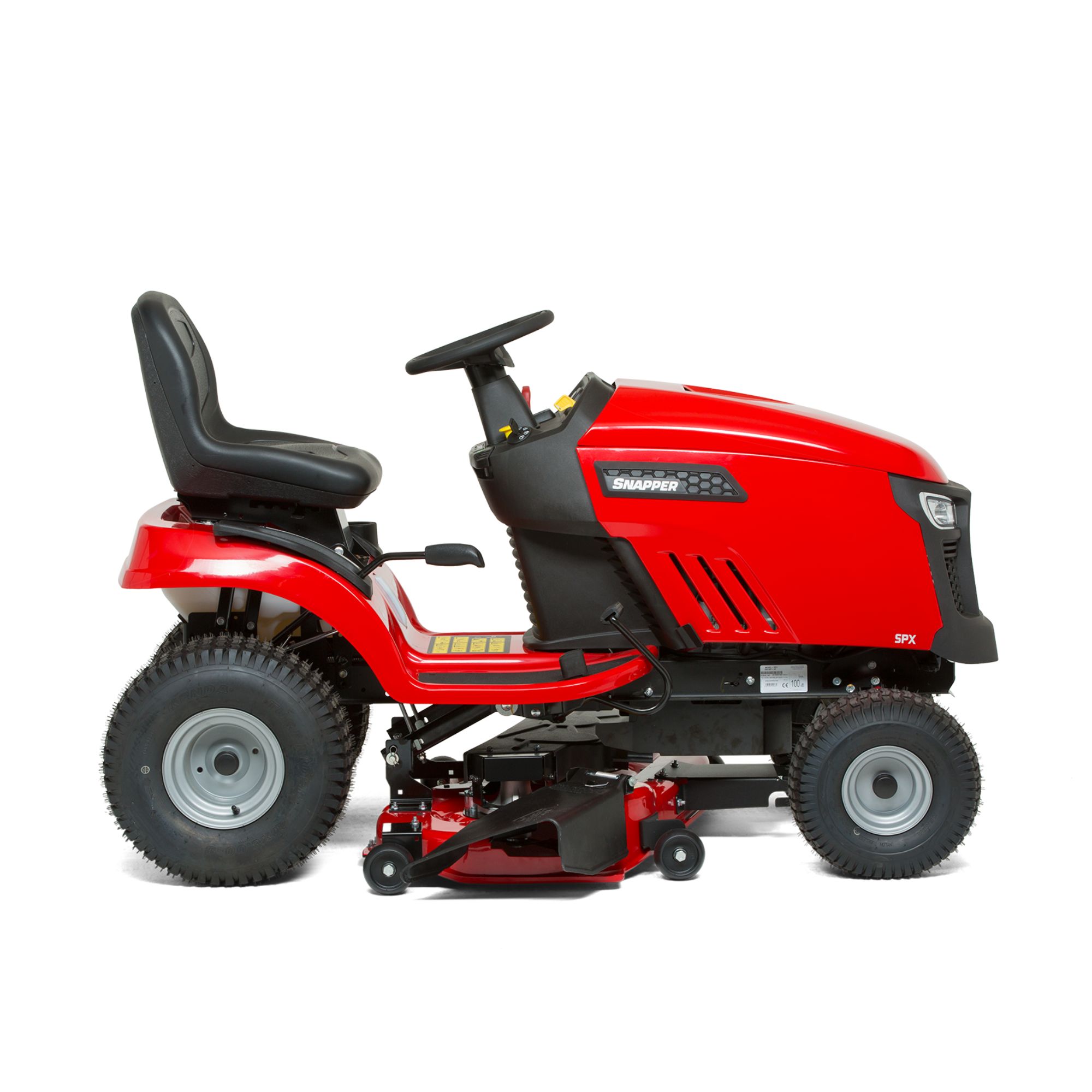 kpfsygrm0l5.jpg - Mowers Online Red riding lawn mower with black seat