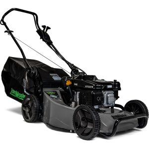 Self-propelled lawn mower with bag and handle