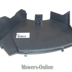 Lawn mower mulch deck baffle plate assembly