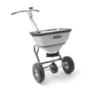 Handy brand push spreader with pneumatic wheels