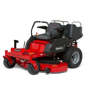 Red zero-turn radius commercial lawn mower
