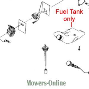 Fuel tank assembly diagram for lawn mower