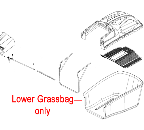 lqh5euzjbmx.png - Mowers Online Lawn mower lower grassbag assembly diagram
