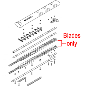 Hedge trimmer blade assembly diagram and parts.