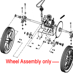 Wheel assembly parts diagram for riding mower