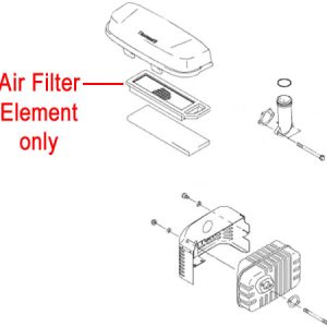 Air filter element replacement diagram for mower