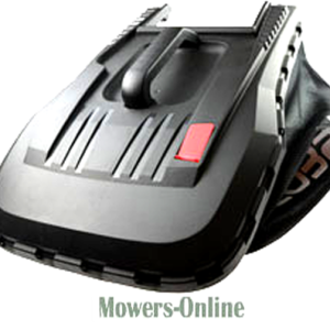 Robot lawn mower with gray and black design