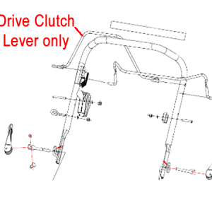 Drive clutch lever assembly diagram for mower