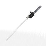 Pole saw with black grip and silver shaft
