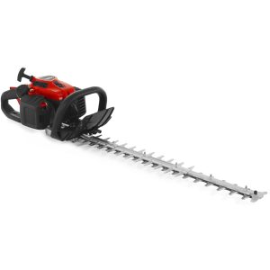 Gas-powered hedge trimmer with long cutting blade