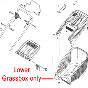 Lower grassbox assembly diagram for lawn mower