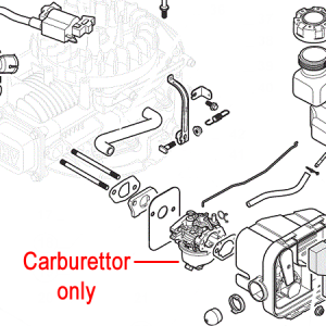 Carburetor exploded parts diagram with components labeled