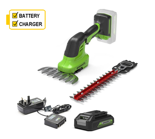 nn5madaccbl.jpg - Mowers Online Cordless hedge trimmer and grass shears set with battery and charger
