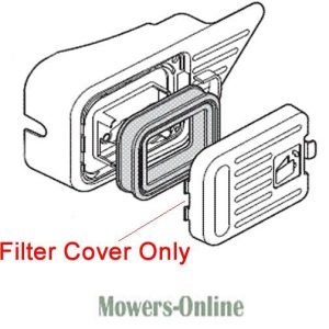 Filter cover for lawn mower air filter housing