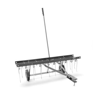 Towed harrow rake with chain tines attachment