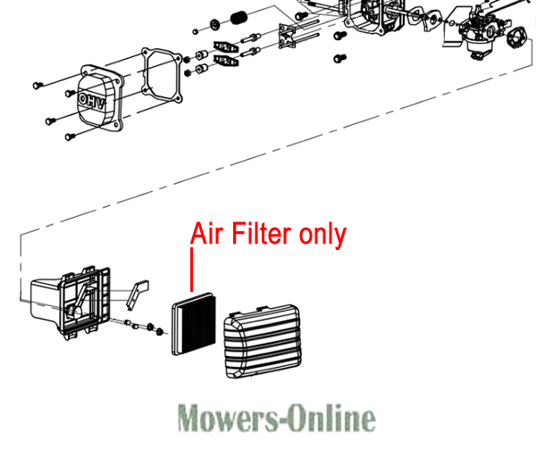o2jvpbbzpbi.png - Mowers Online Air filter replacement parts diagram for mower